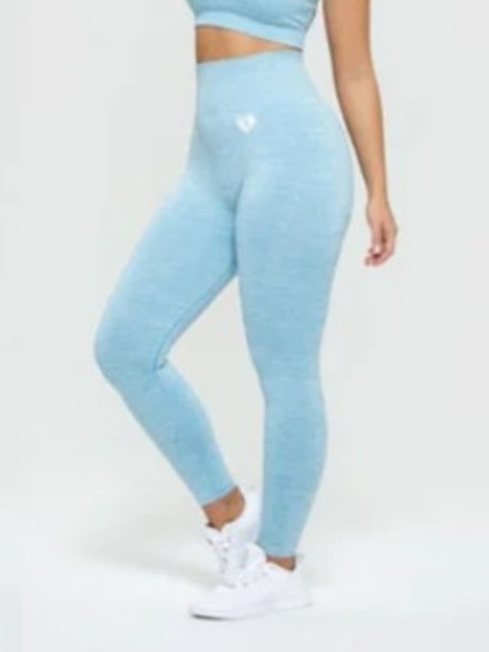 Women's Best Seamless Blue Leggings Move Marl Heathered Gym Workout Size Small
